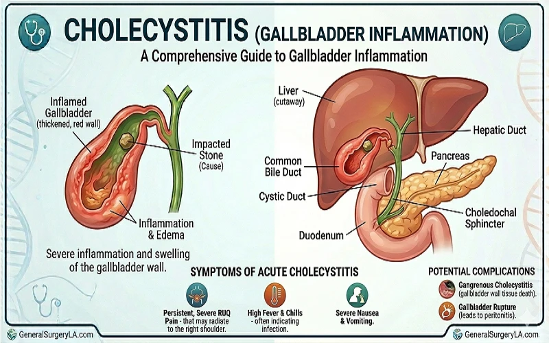 Cholecystitis or infection of the gallbladder wall