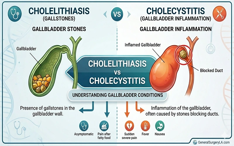 Cholelithiasis vs Cholecystitis